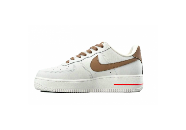 Кроссовки Nike Air Force белые с коричневым