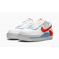 Кроссовки Nike Air Force бело-голубые с оранжевым