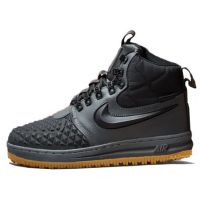 Nike Air Force 1 Lunar Duckboot Black Grey с мехом