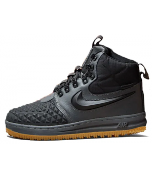 Nike Air Force 1 Lunar Duckboot Black Grey с мехом