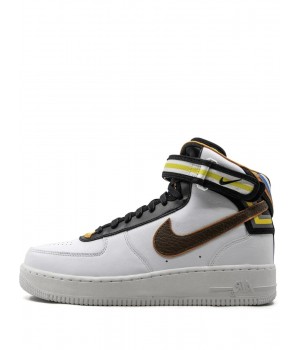 Кроссовки Nike Air Force 1 бело-желтые с коричневым