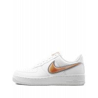 Кроссовки Nike Air Force 1 белые с оранжевым логотипом