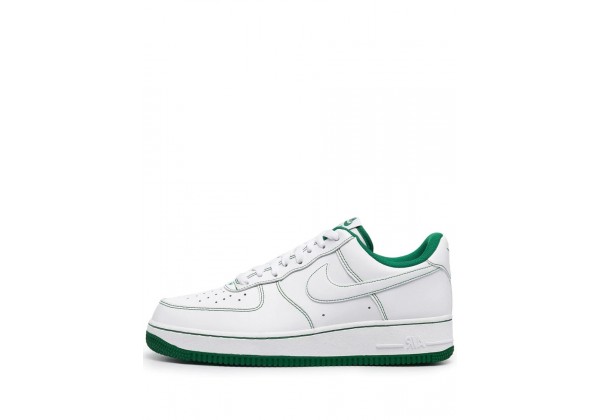 Кроссовки Nike Air Force 1 белые с зеленой окантовкой