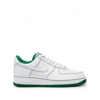Кроссовки Nike Air Force 1 белые с зеленой окантовкой
