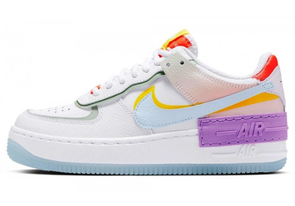 Nike Air Force 1 Low Shadow White Diamond Blue Purple Yellow