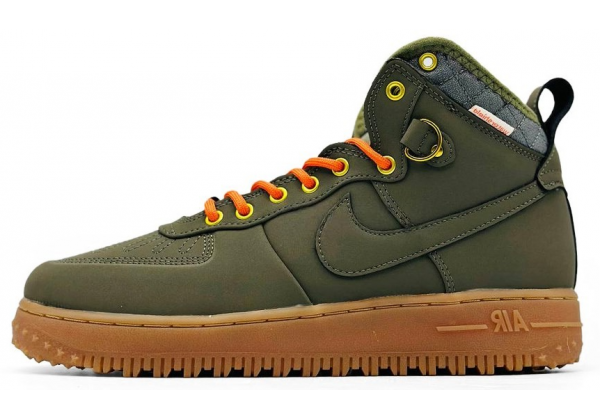 Nike Air Force 1 Lunar Duckboot WaterShield Autumn Khaki с мехом