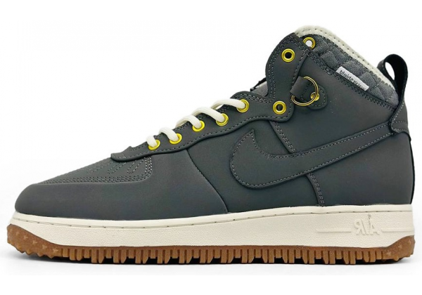 Nike Air Force 1 Lunar Duckboot WaterShield Autumn Grey с мехом