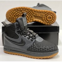 Nike Air Force 1 Lunar Duckboot Black Grey с мехом