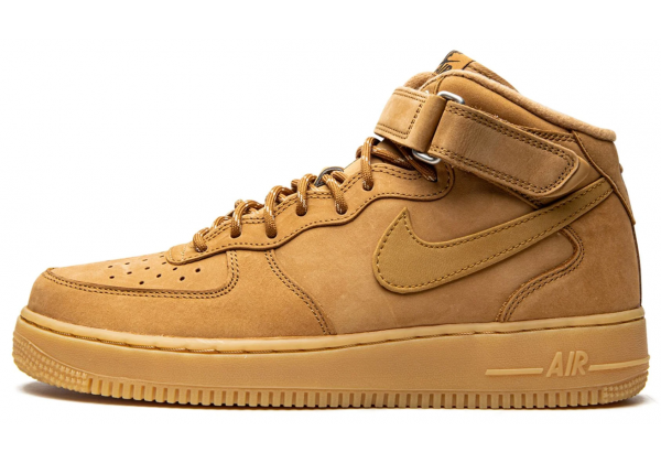 Nike Air Force 1 Mid Flax бежевые с мехом