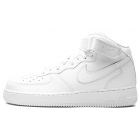 Nike Air Force 1 Mid Triple White с мехом