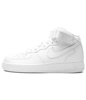 Nike Air Force 1 Mid Triple White с мехом