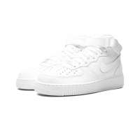 Nike Air Force 1 Mid Triple White с мехом