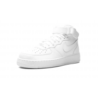 Nike Air Force 1 Mid Triple White с мехом