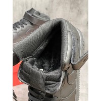 Nike Air Force 1 Mid Black с мехом