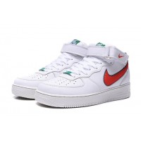 Кроссовки Nike Air Force 1 бело-красно-зеленые