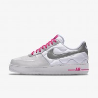 Кроссовки Nike Air Force 1 с розовыми шнурками серые