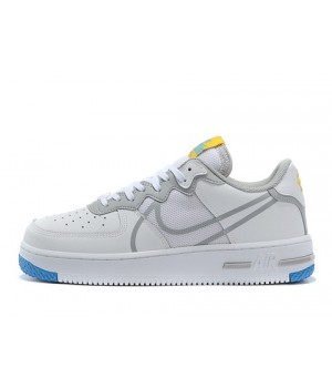 Кроссовки Nike Air Force 1 бело-синие с желтым