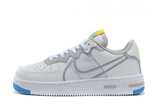 Кроссовки Nike Air Force 1 бело-синие с желтым