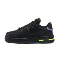 Nike Air Force 1 черные с салатовым и фиолетовым