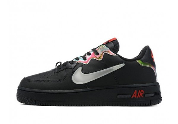 Nike Air Force 1 черные с разноцветным принтом