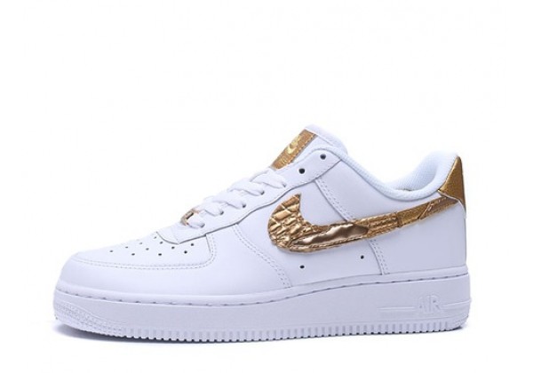 Кроссовки Nike Air Force 1 бело-золотые